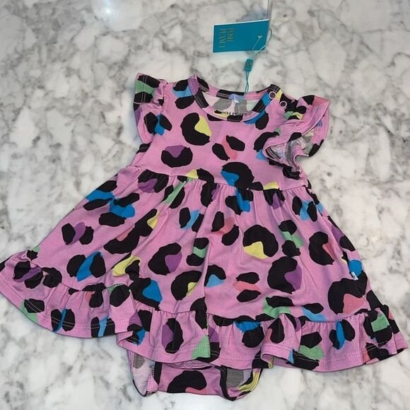 NWT POSH PEANUT LEOPARD RUFFLED BODYSUIT DRESS - Picture 1 of 6